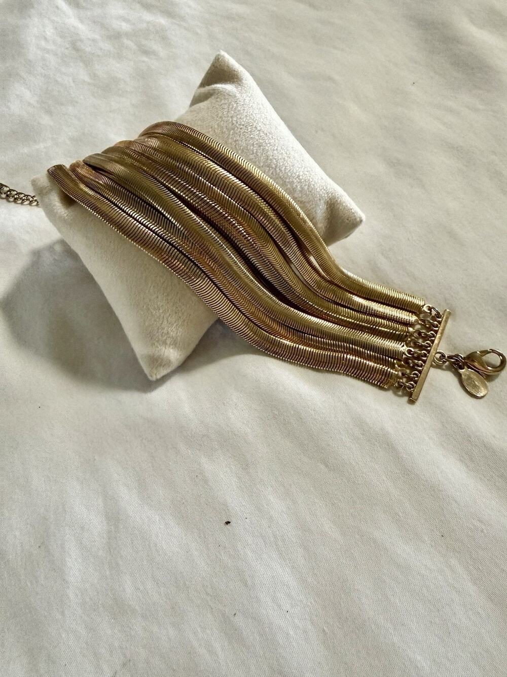 Gold Tone Adjustable Snake Chain Tassel Bracelet Asymmetrical Fashion Jewelry